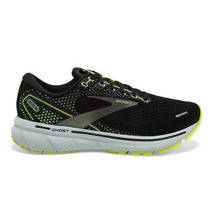 Brooks Ghost 14 Road Running Shoes - Womens, Black/Yellow/Grey | IE-UKO908215